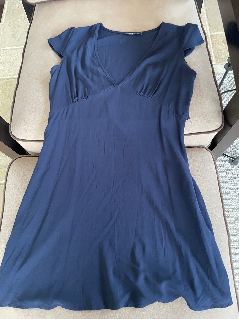 Brandi Melville Autumn Women’s Navy V-Neck Short Sleeve Dress